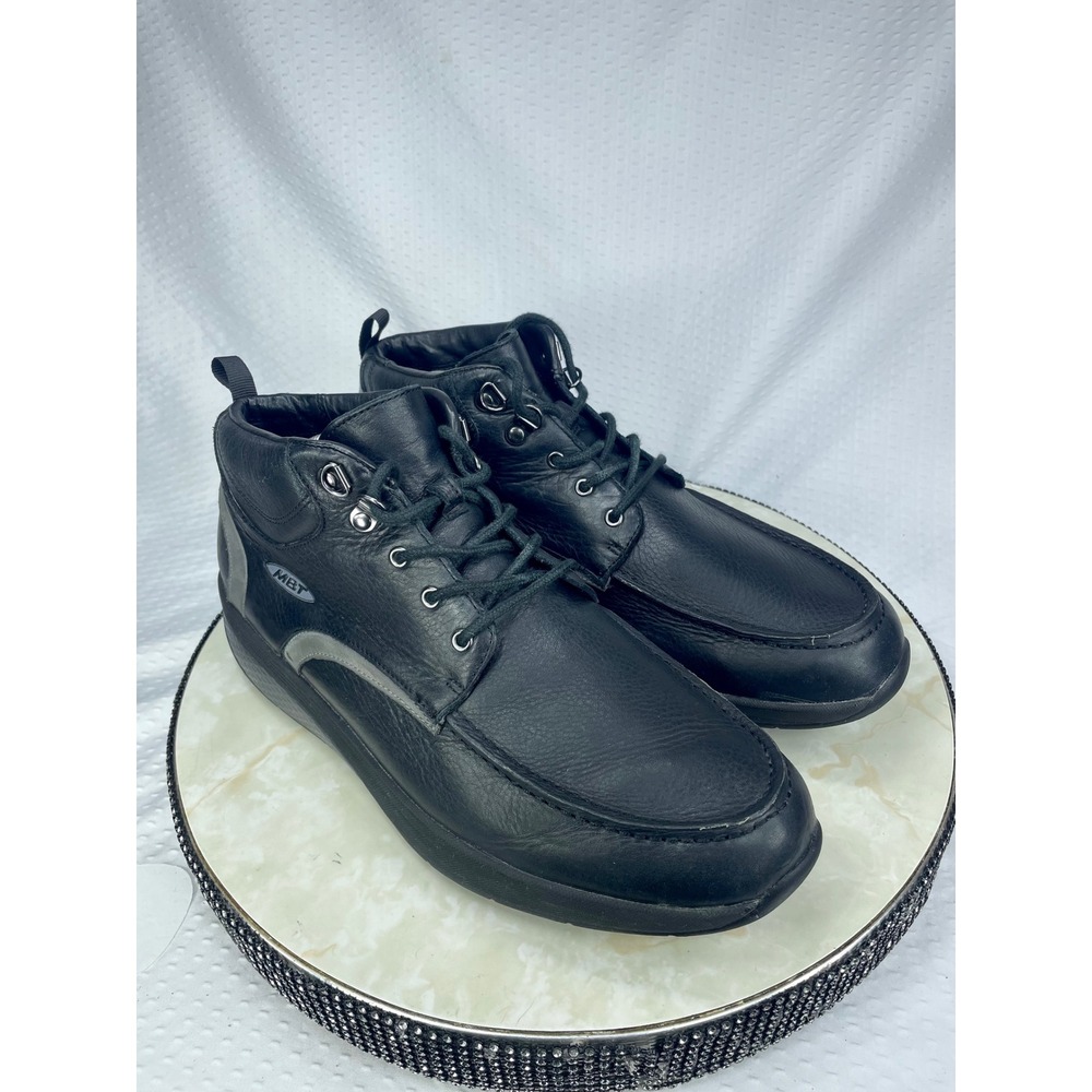 MBT Index Rocker Bottom Leather Boots Mens 10.5 Black Performance Vibram Shoes